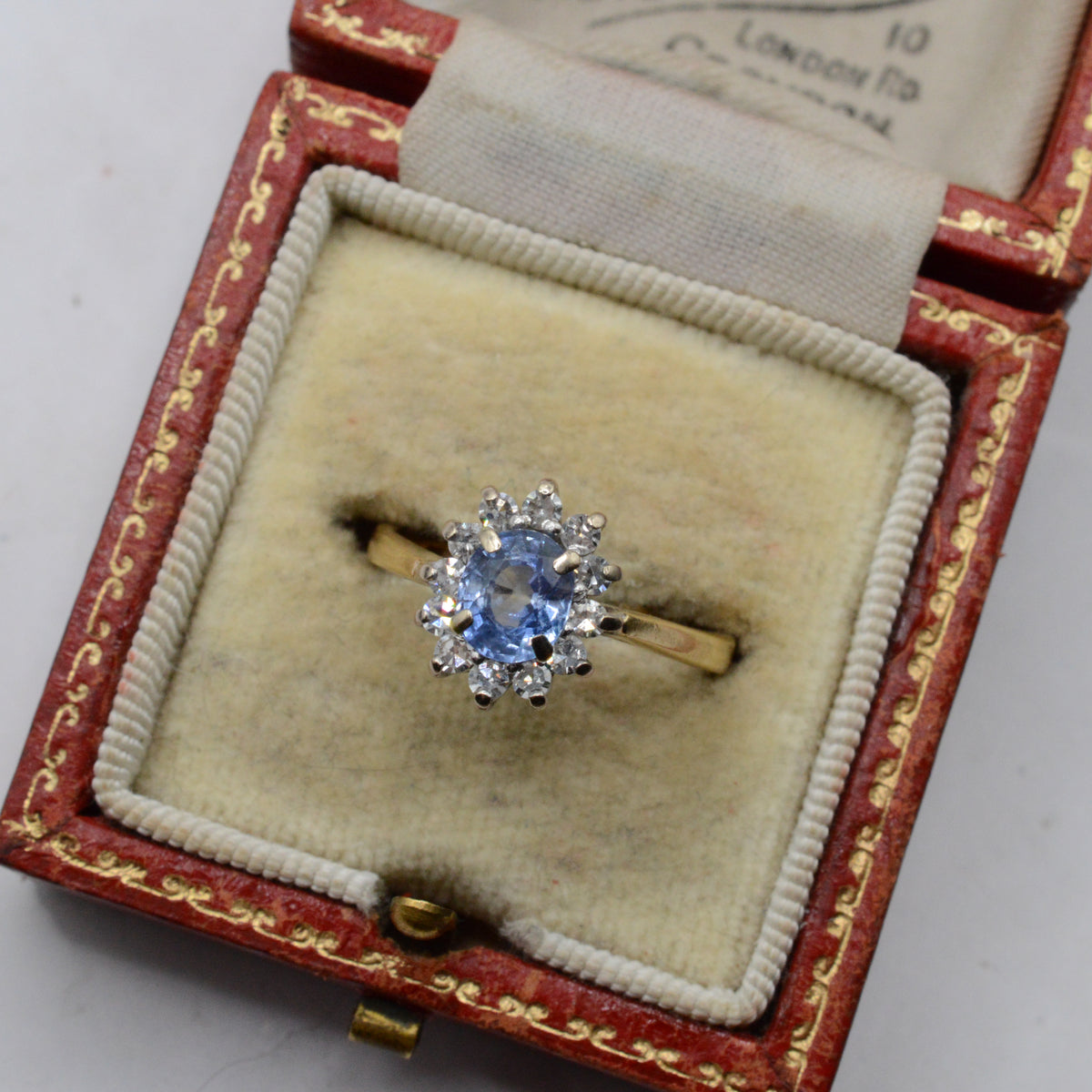 1990s 18ct Gold Sapphire & Diamond Cluster Ring