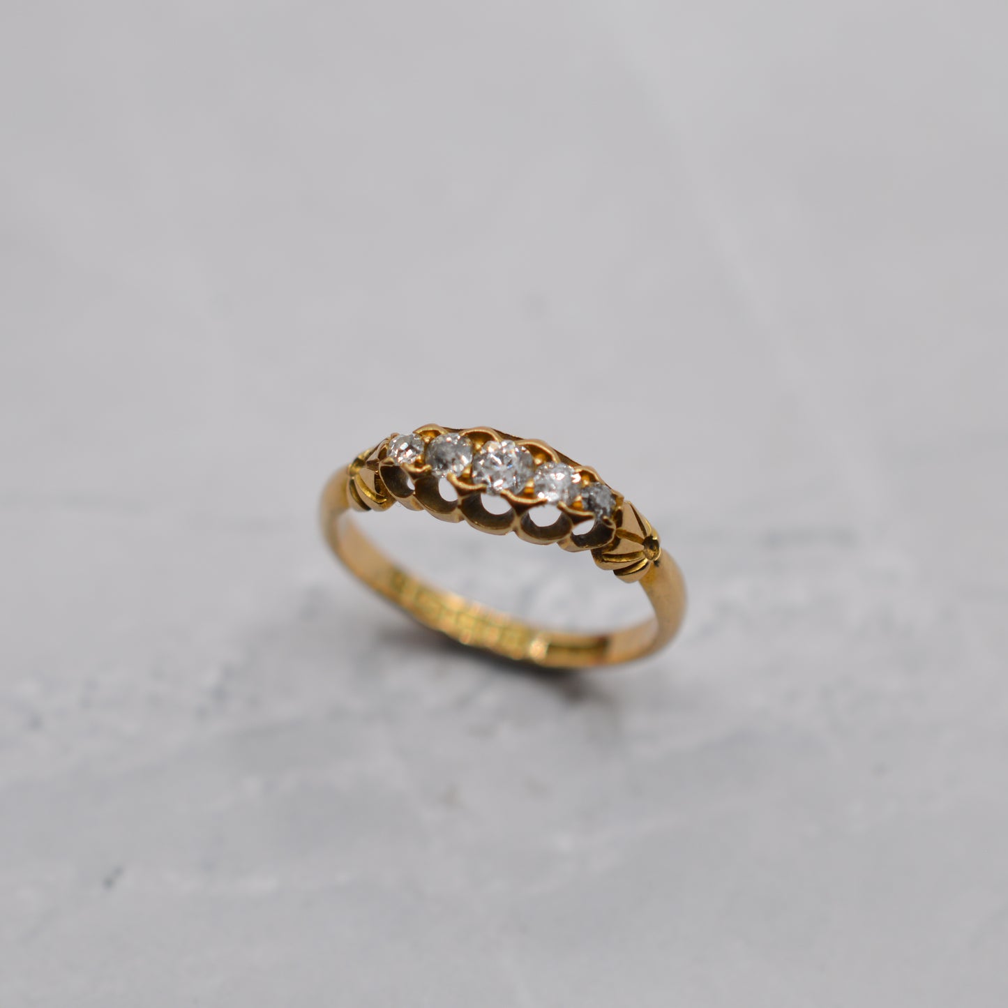 1876 Victorian Antique 18ct Gold Diamond Five-Stone Ring