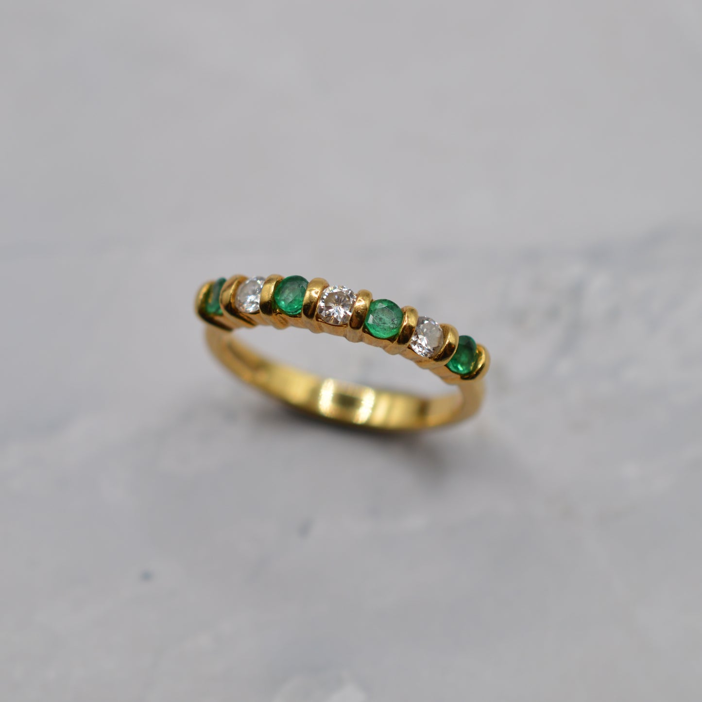 18ct Gold Emerald & Diamond Half-Eternity Ring