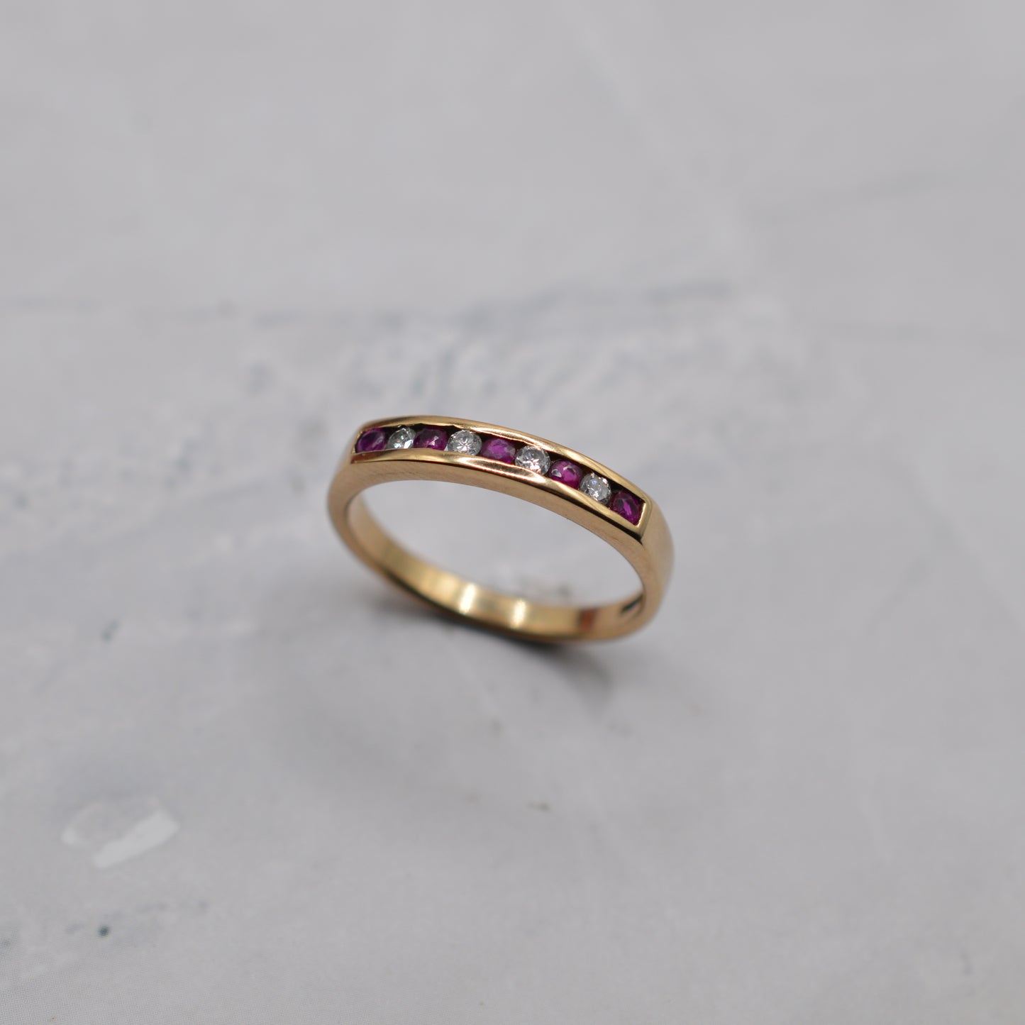 9ct Gold Ruby & Diamond Half-Eternity Ring