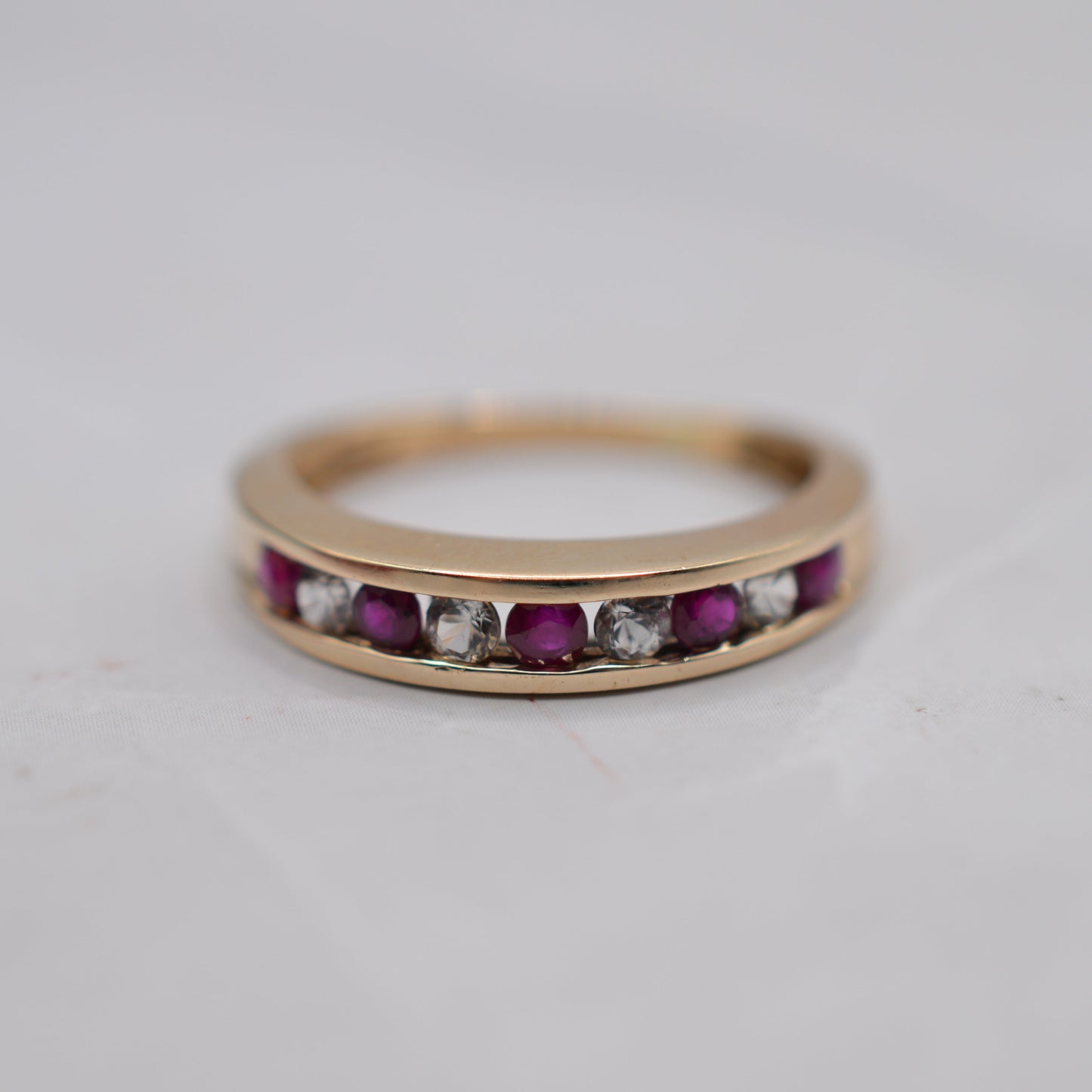 9ct Gold Ruby & Diamond Half-Eternity Ring
