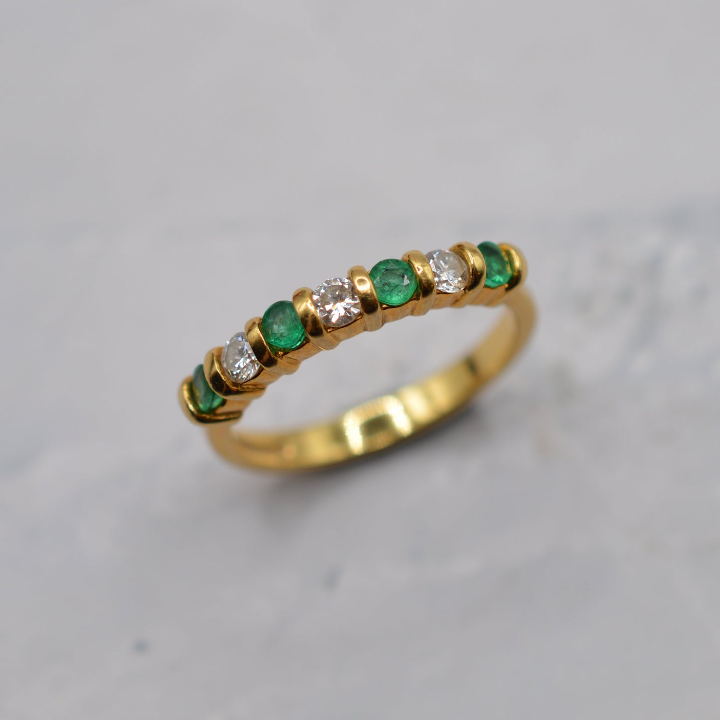 18ct Gold Emerald & Diamond Half-Eternity Ring