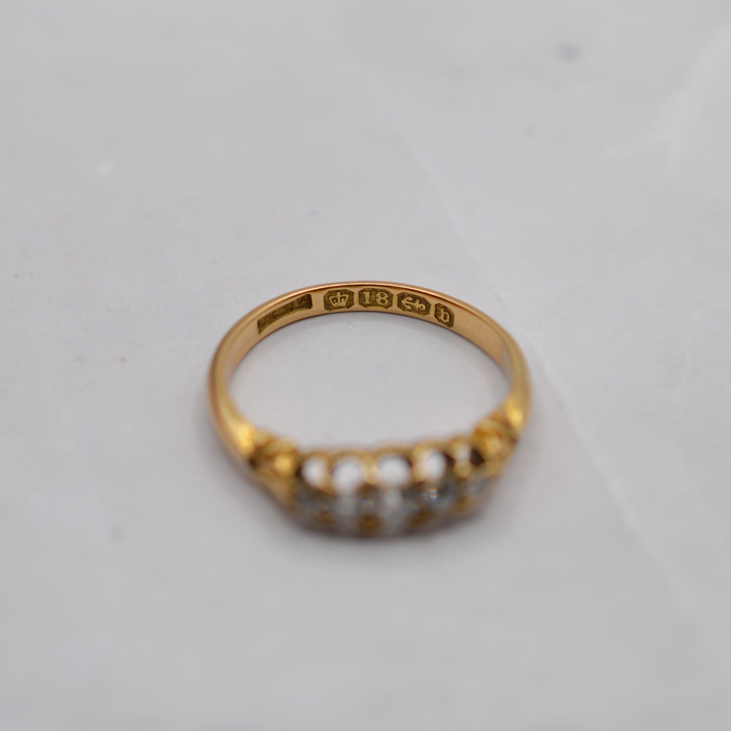 1876 Victorian Antique 18ct Gold Diamond Five-Stone Ring