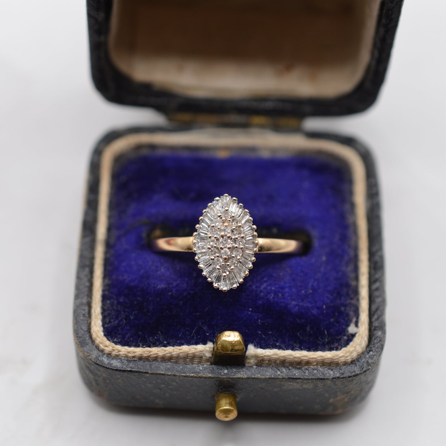 9ct Gold 0.25ct Diamond Navette Cluster Ring