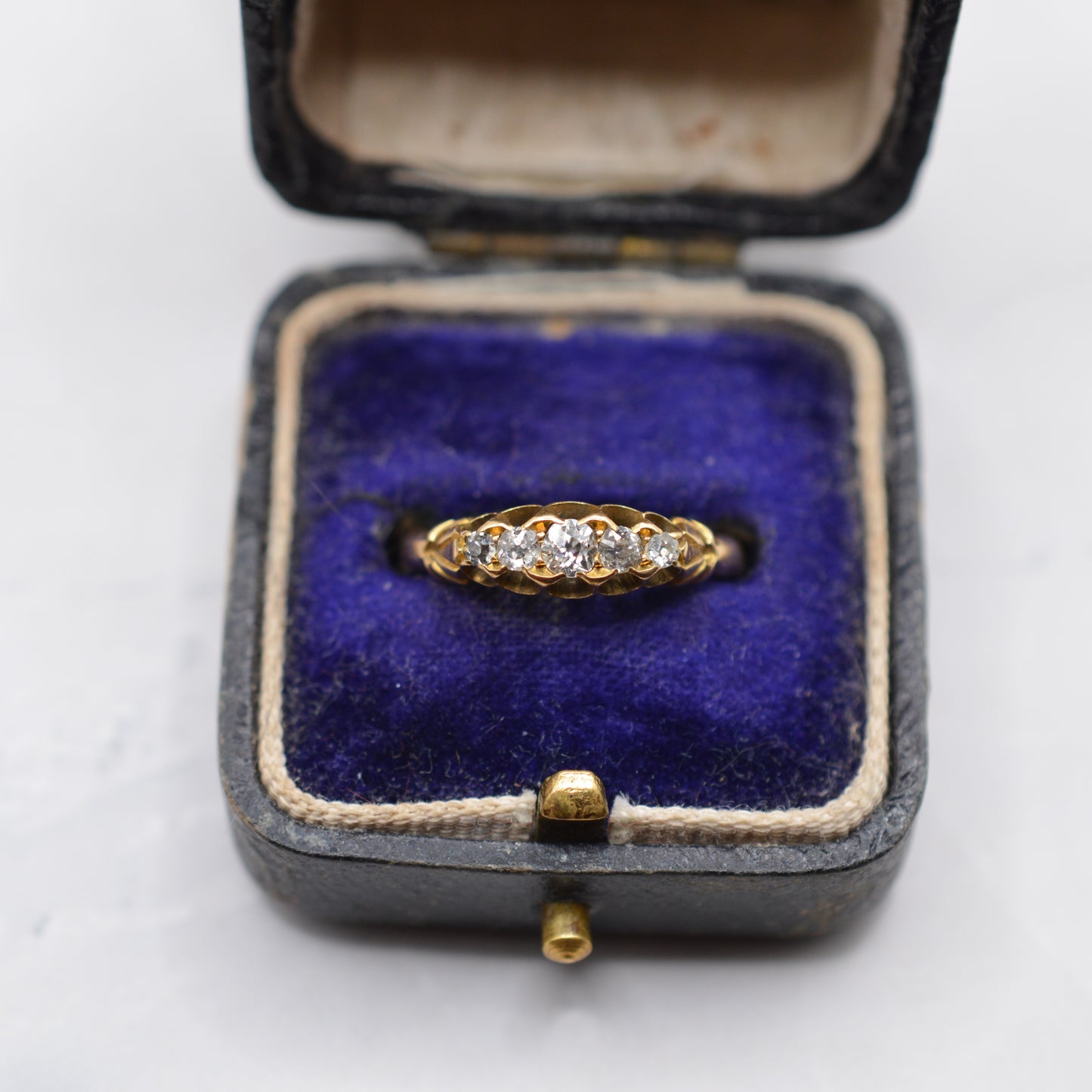 1876 Victorian Antique 18ct Gold Diamond Five-Stone Ring