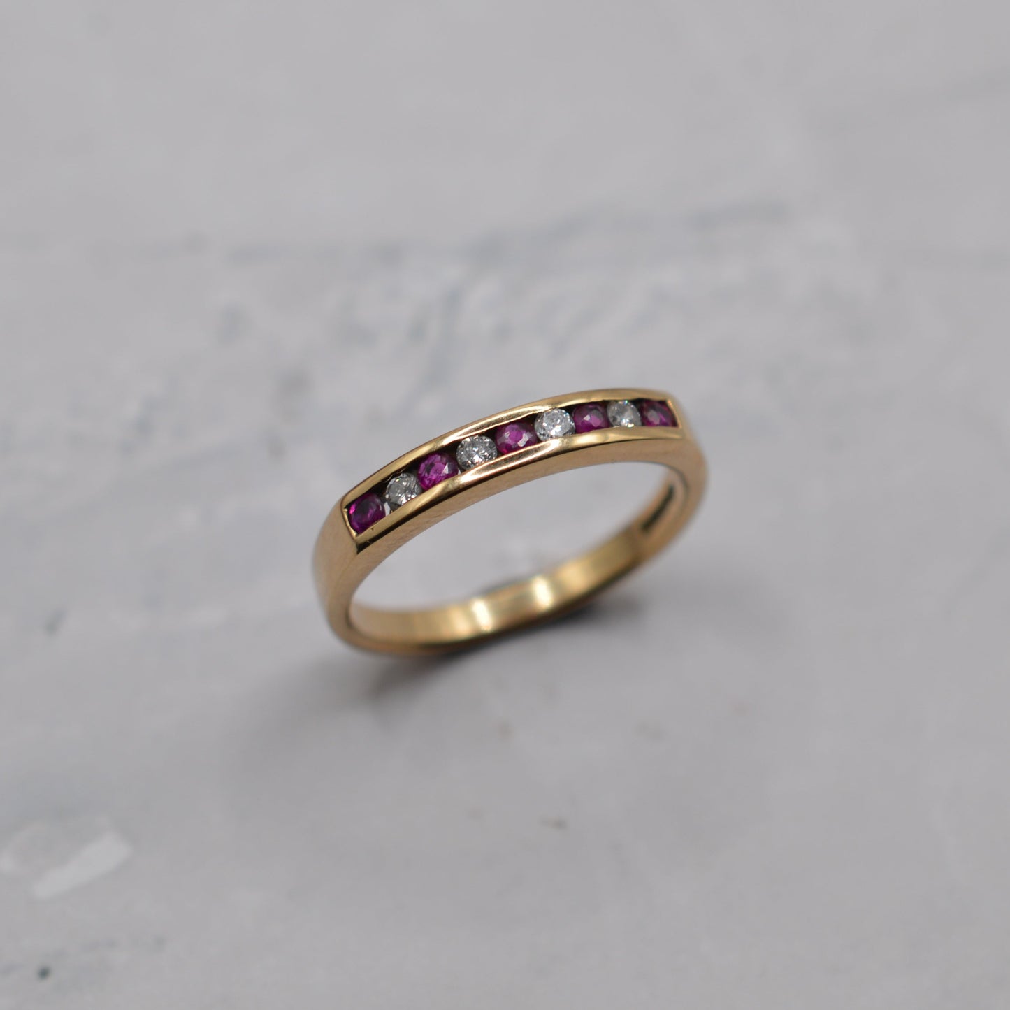 9ct Gold Ruby & Diamond Half-Eternity Ring