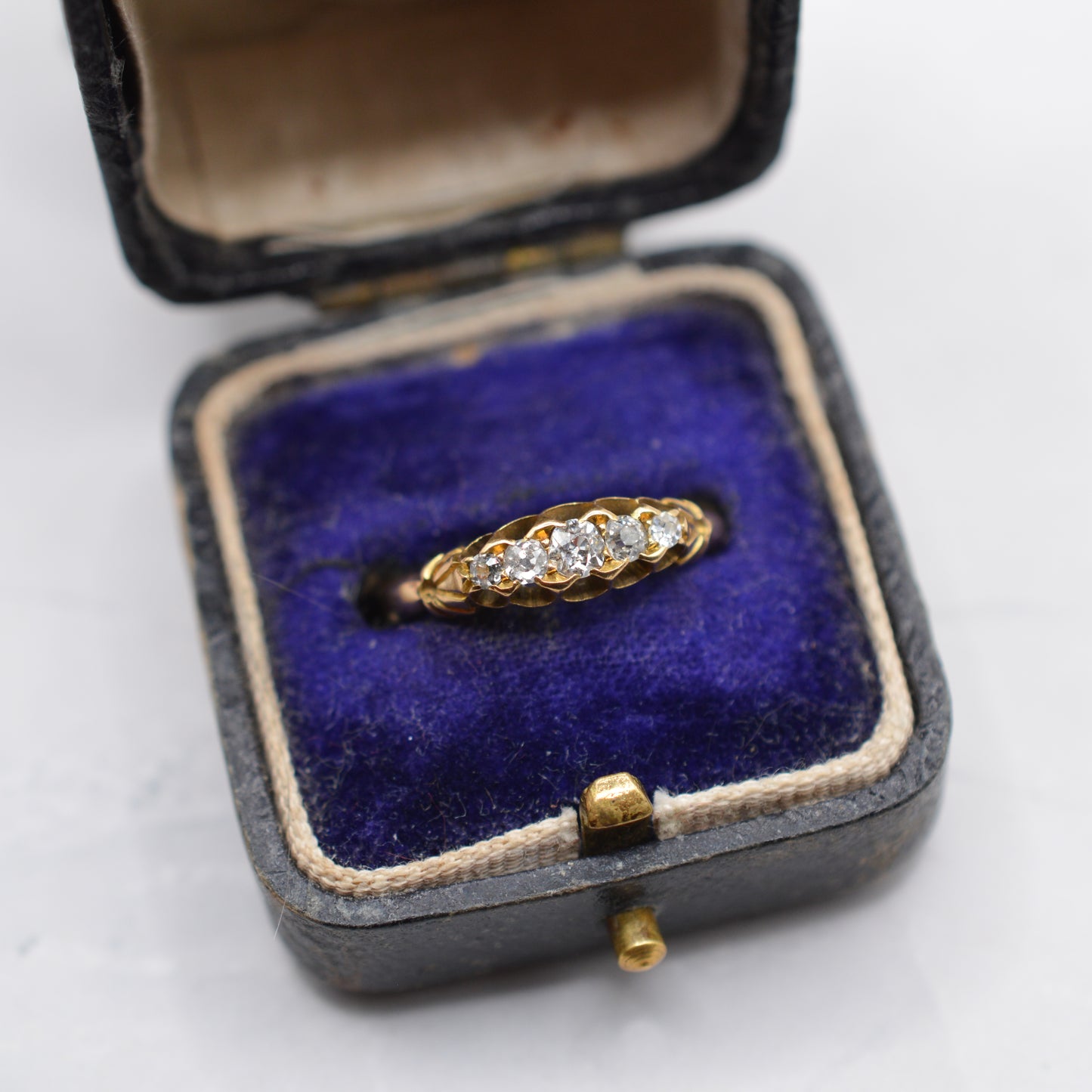 1876 Victorian Antique 18ct Gold Diamond Five-Stone Ring