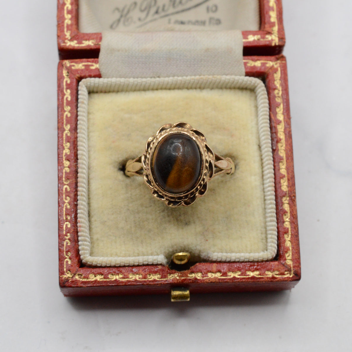 1970s Vintage 9ct Gold Tiger's Eye Ring