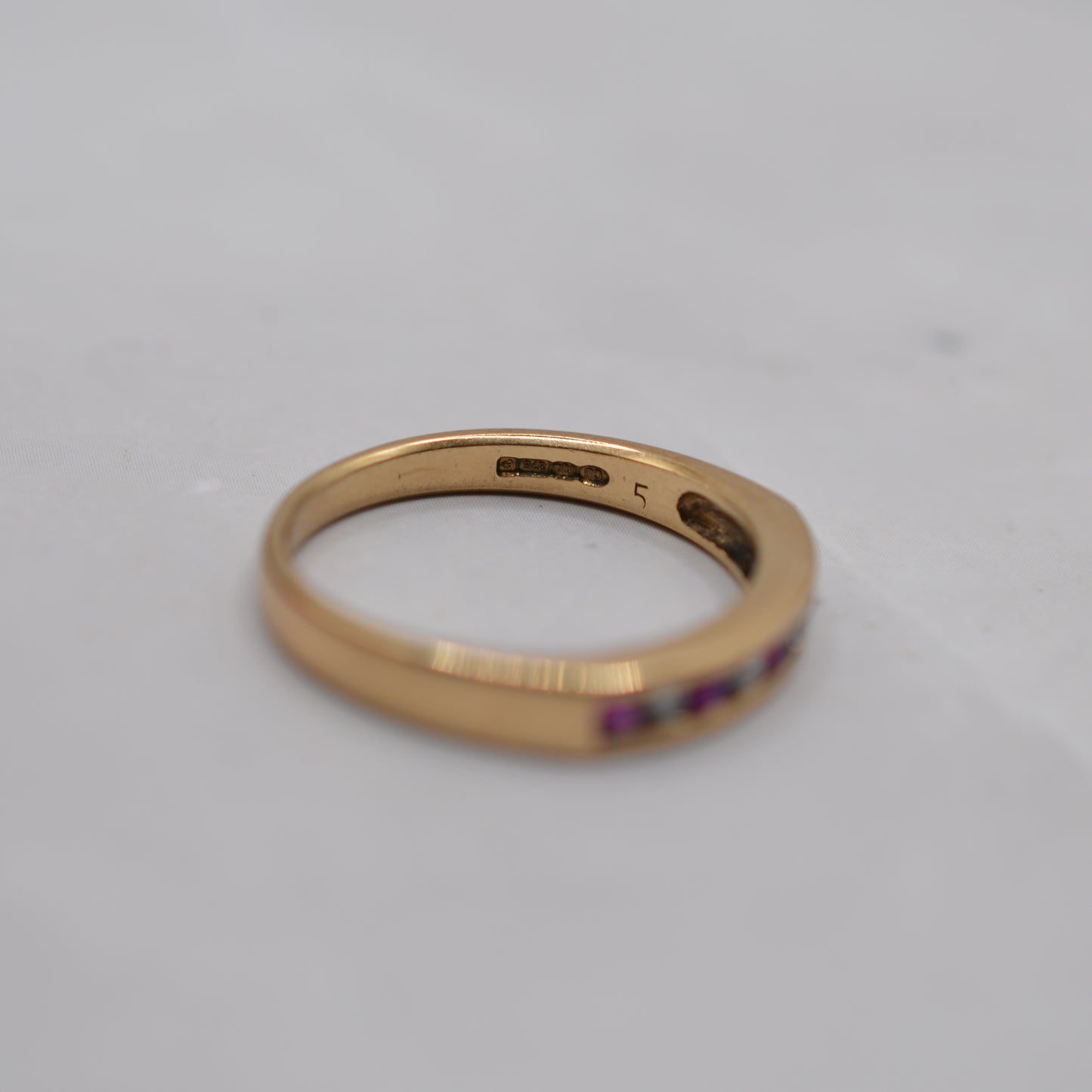 9ct Gold Ruby & Diamond Half-Eternity Ring