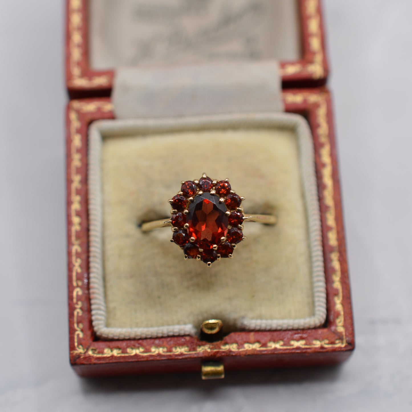 9ct Gold Garnet Cluster Ring
