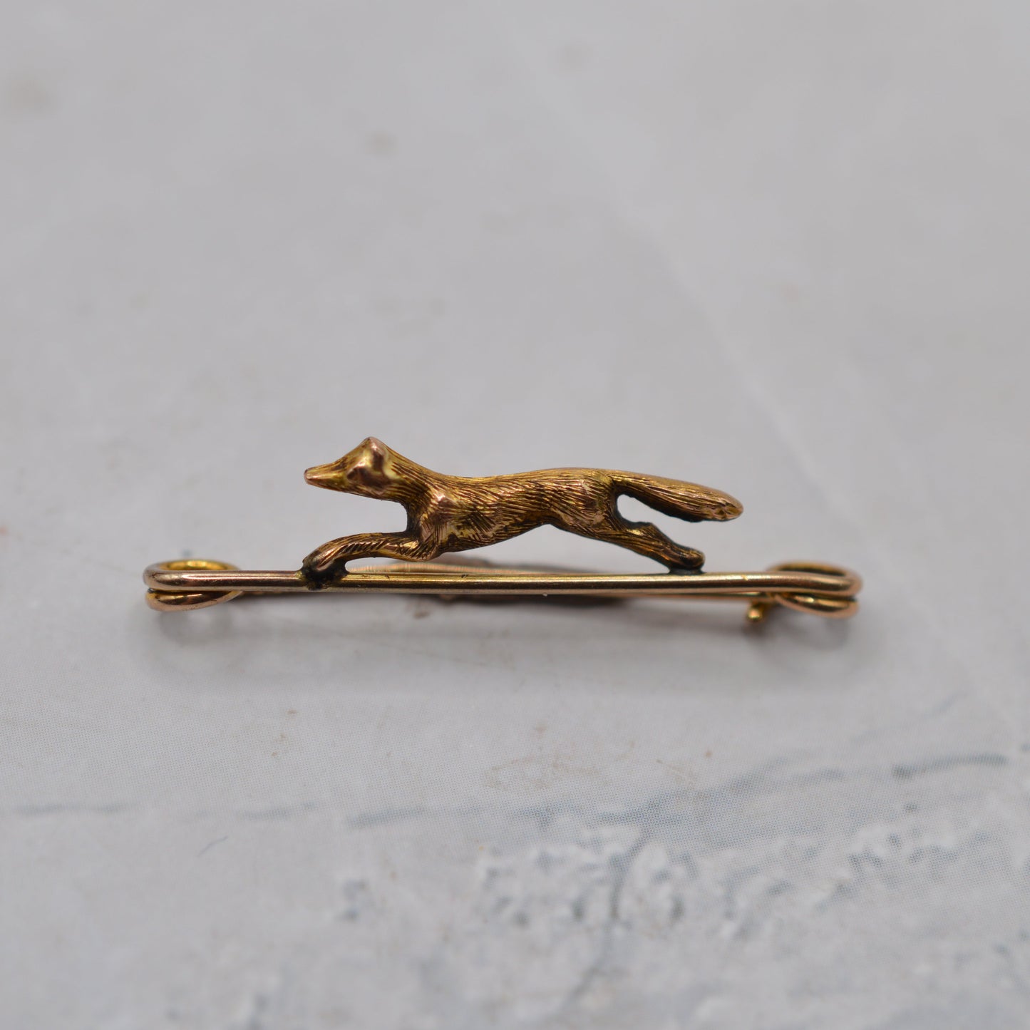 Antique Edwardian 1907 9ct Gold Fox Bar Brooch