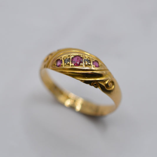 Antique Edwardian 18ct Gold Ruby & Diamond Ring
