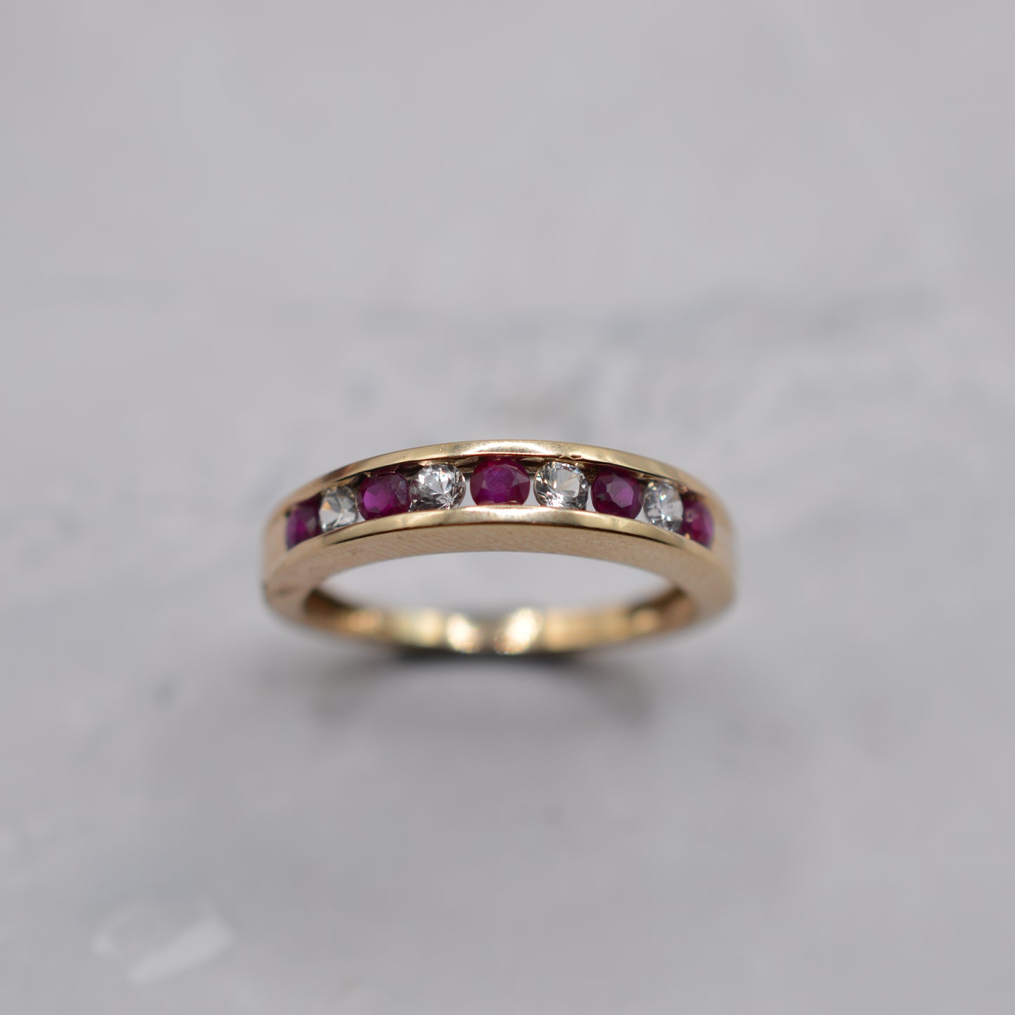 9ct Gold Ruby & Diamond Half-Eternity Ring