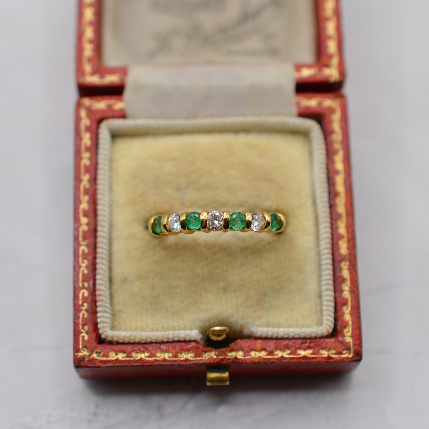 18ct Gold Emerald & Diamond Half-Eternity Ring