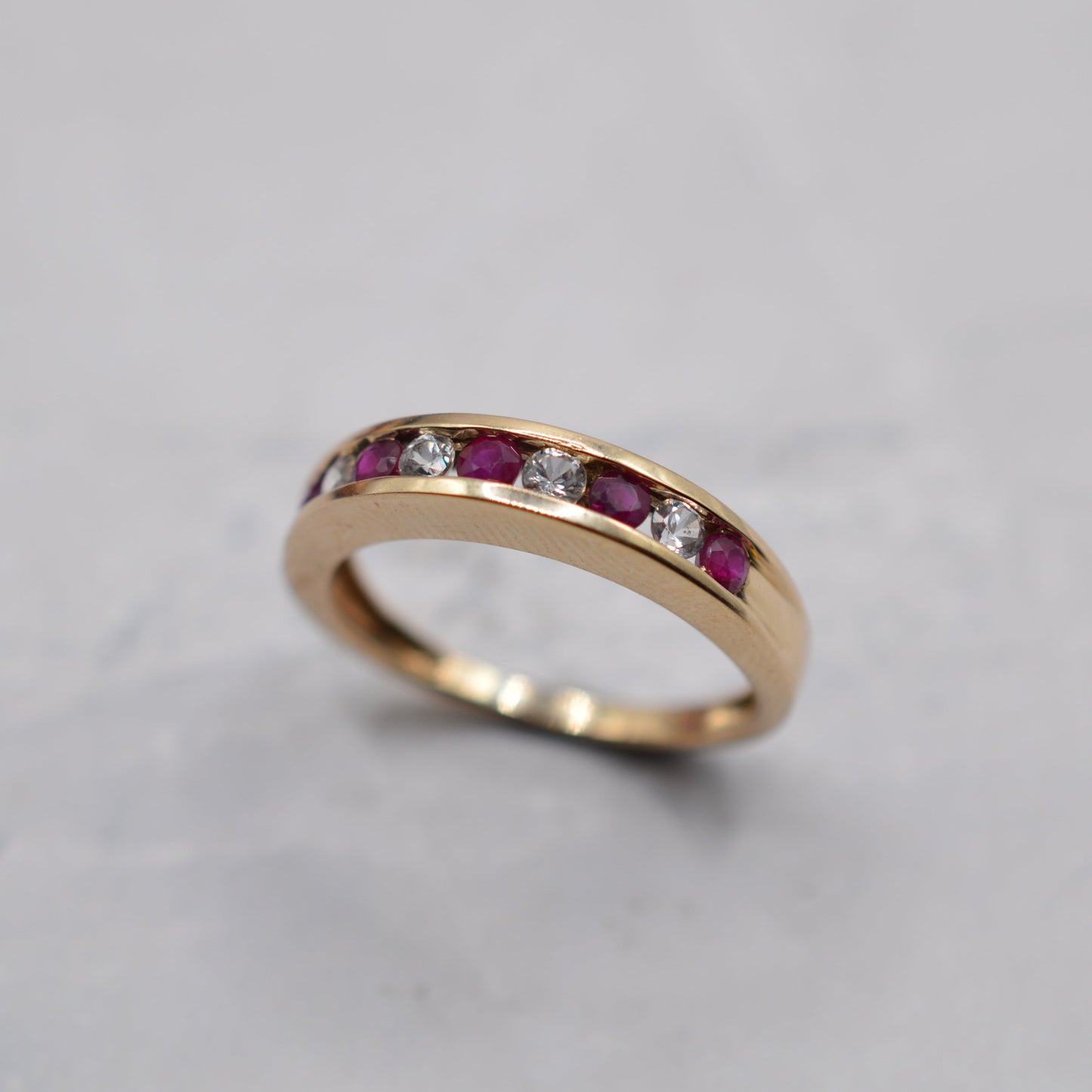 9ct Gold Ruby & Diamond Half-Eternity Ring