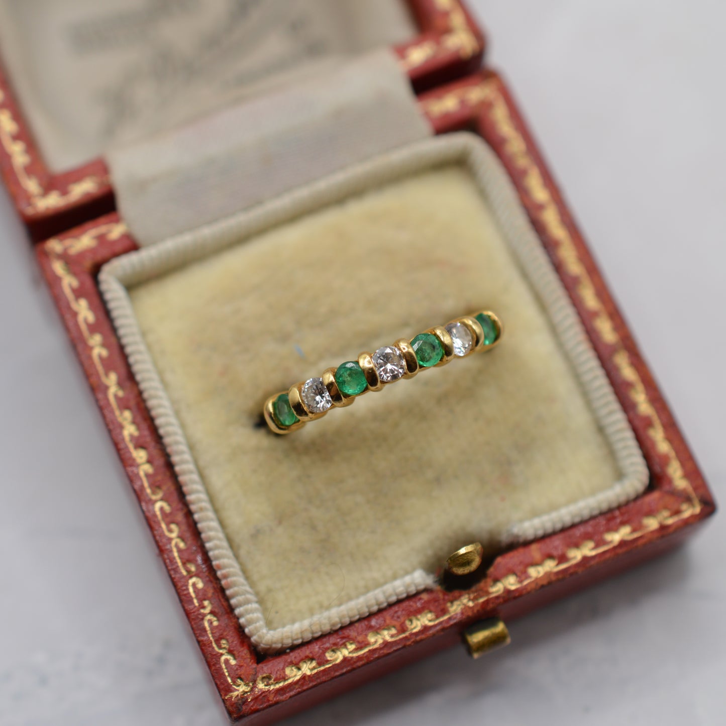 18ct Gold Emerald & Diamond Half-Eternity Ring