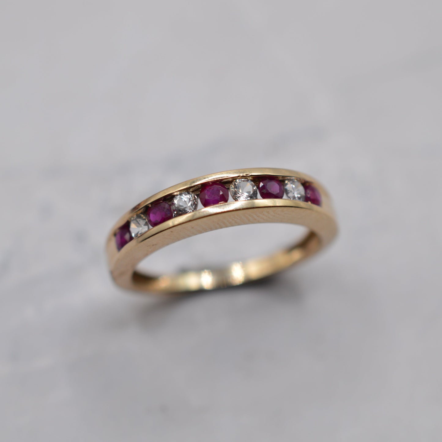 9ct Gold Ruby & Diamond Half-Eternity Ring