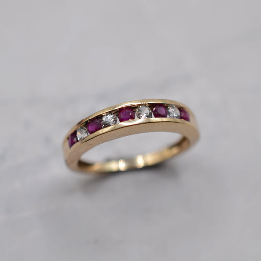9ct Gold Ruby & Diamond Half-Eternity Ring