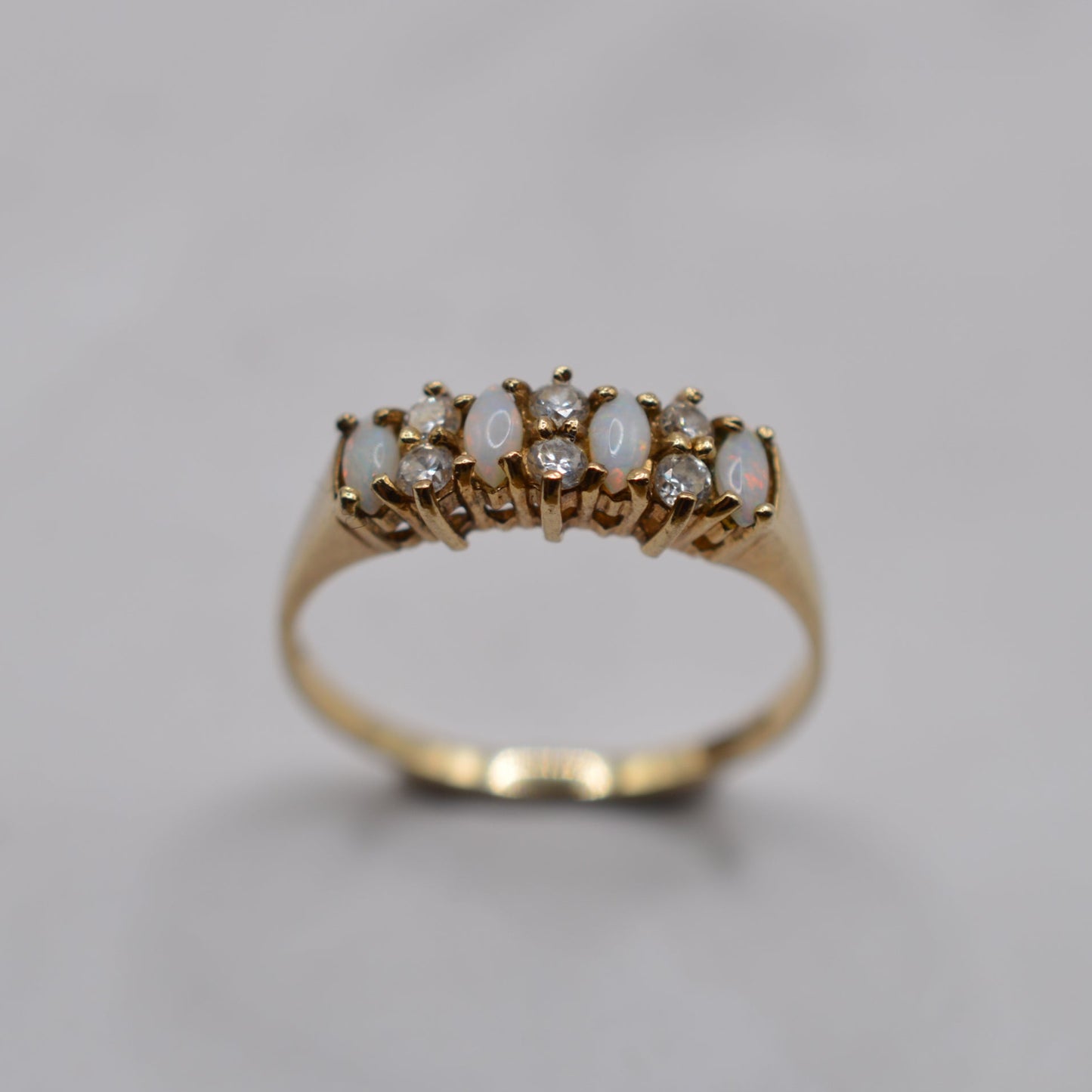 9ct Gold Opal & Cubic Zirconia Half-Eternity Ring