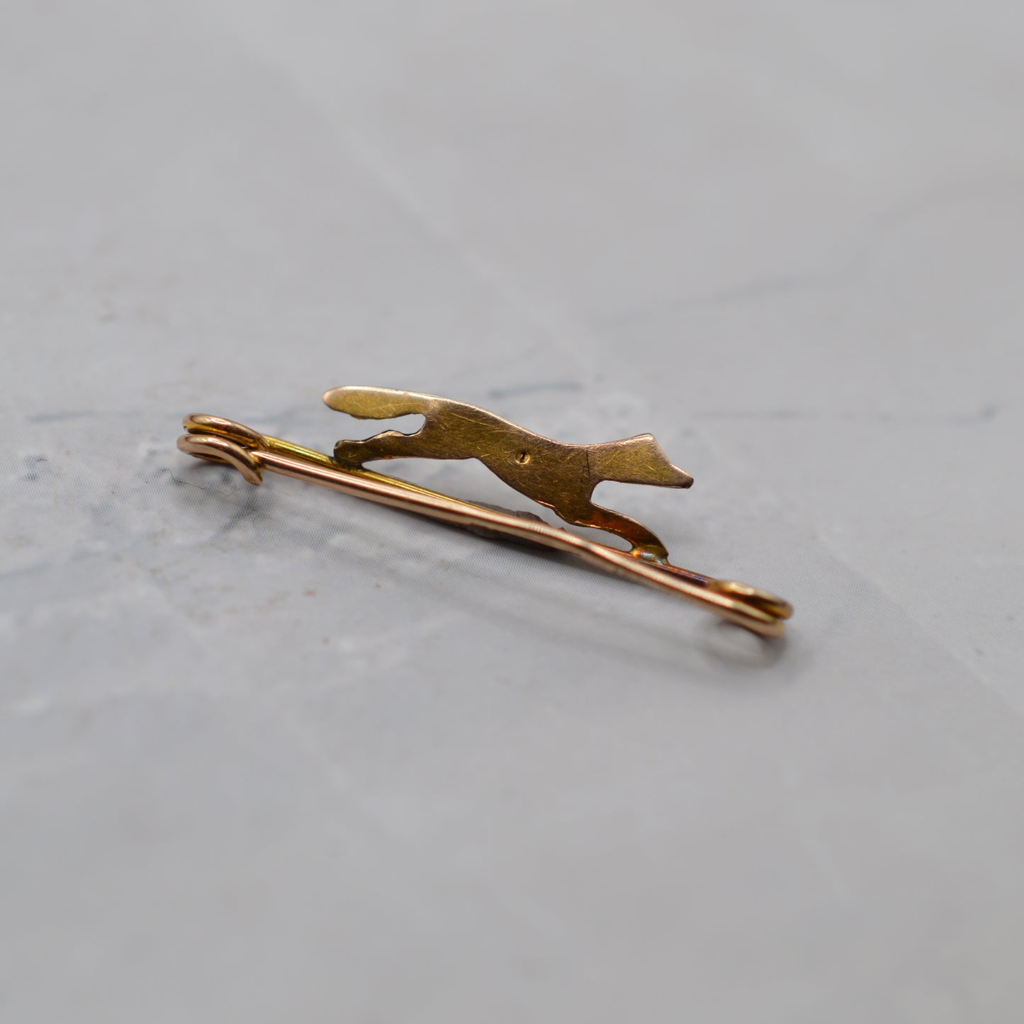 Antique Edwardian 1907 9ct Gold Fox Bar Brooch