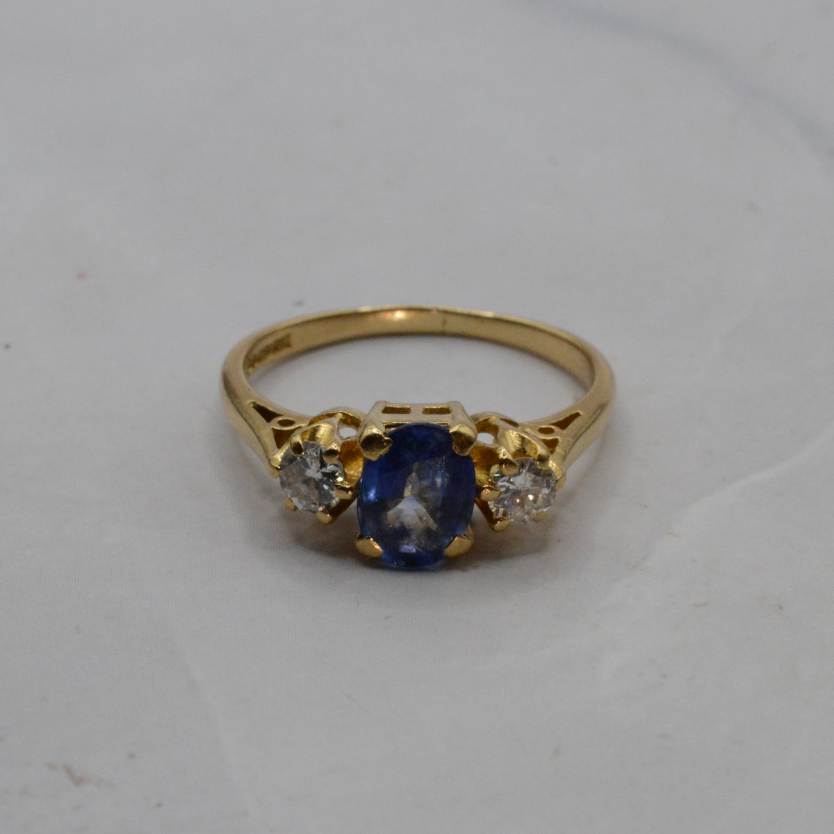 1980s 18ct Gold Sapphire & Diamond Trilogy Ring
