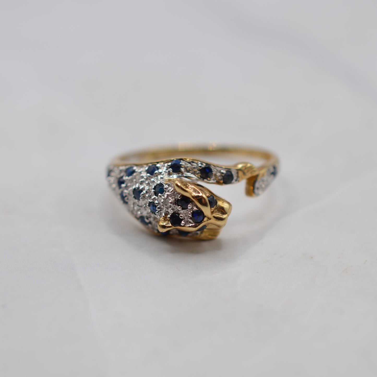9ct Gold Diamond & Sapphire Panther Ring
