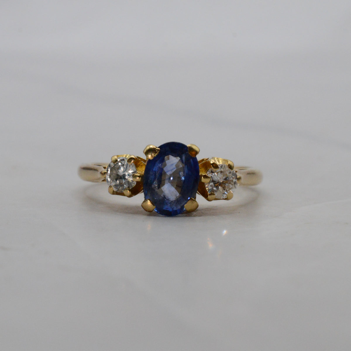 1980s 18ct Gold Sapphire & Diamond Trilogy Ring