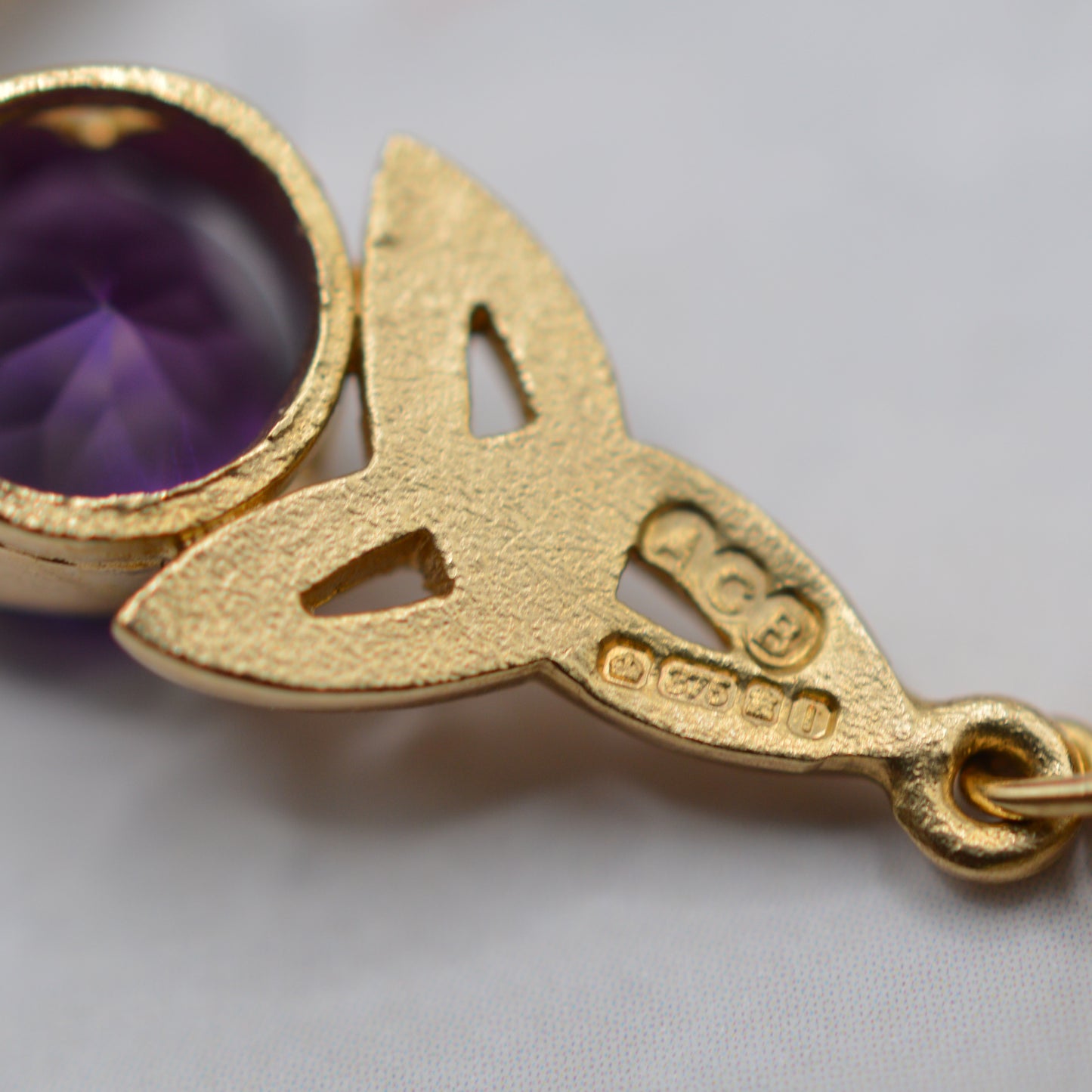 9ct Gold Amethyst Celtic Drop Earrings
