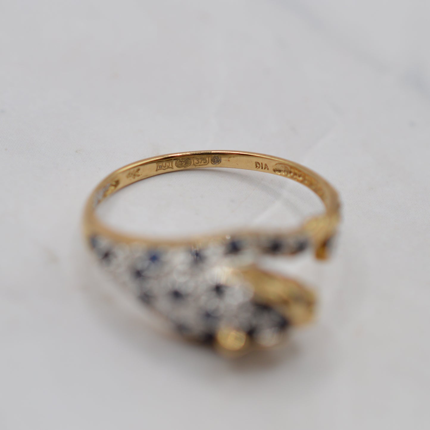 9ct Gold Diamond & Sapphire Panther Ring