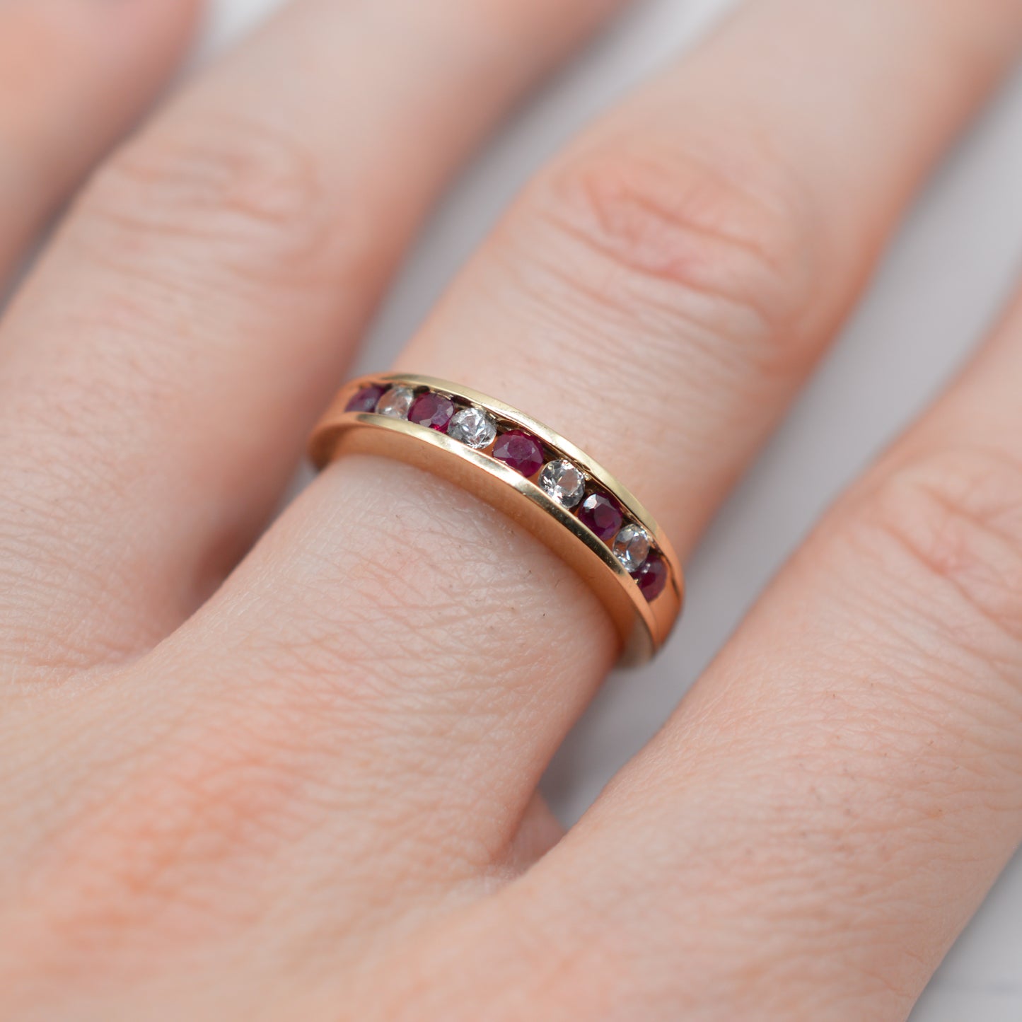 9ct Gold Ruby & Diamond Half-Eternity Ring