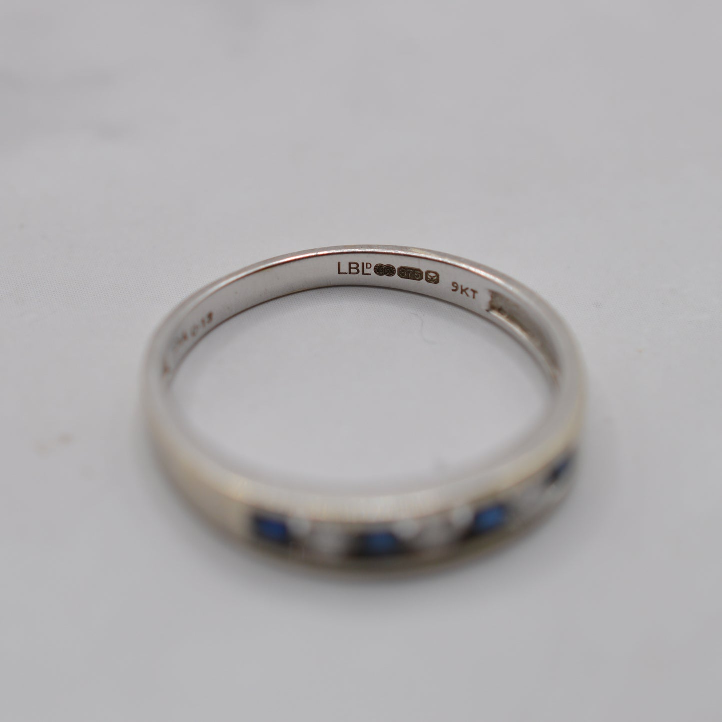 9ct White Gold Sapphire & Diamond Half-Eternity Ring