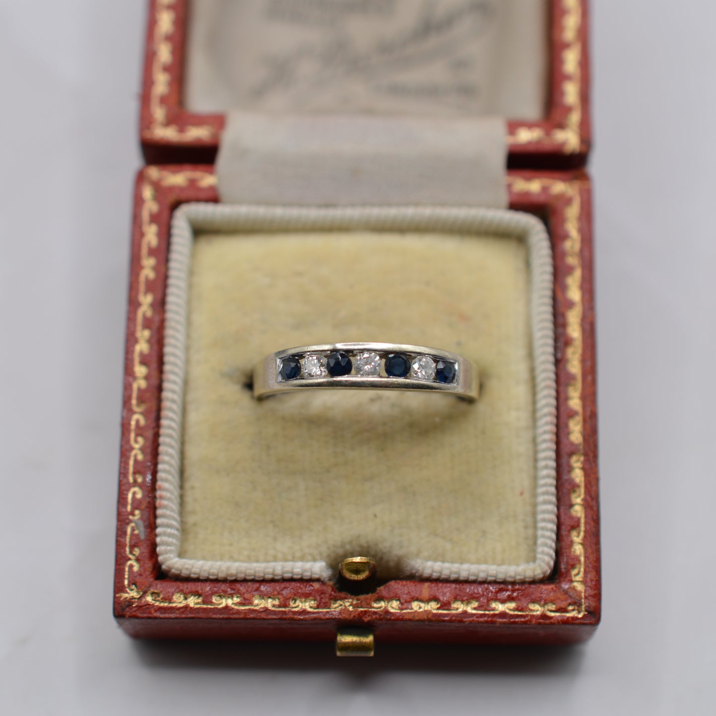 9ct White Gold Sapphire & Diamond Half-Eternity Ring