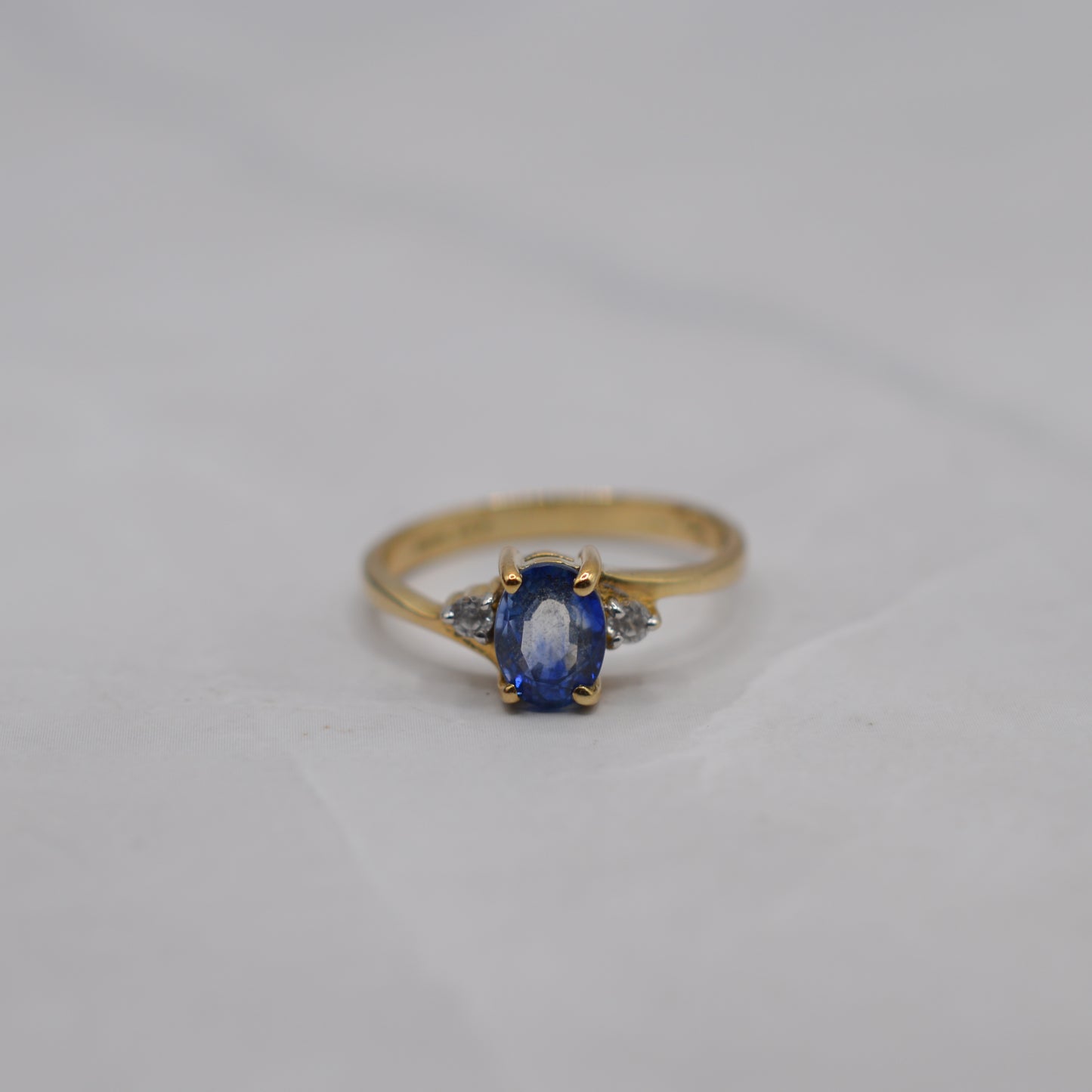 9ct Gold Sapphire & Topaz Trilogy Ring