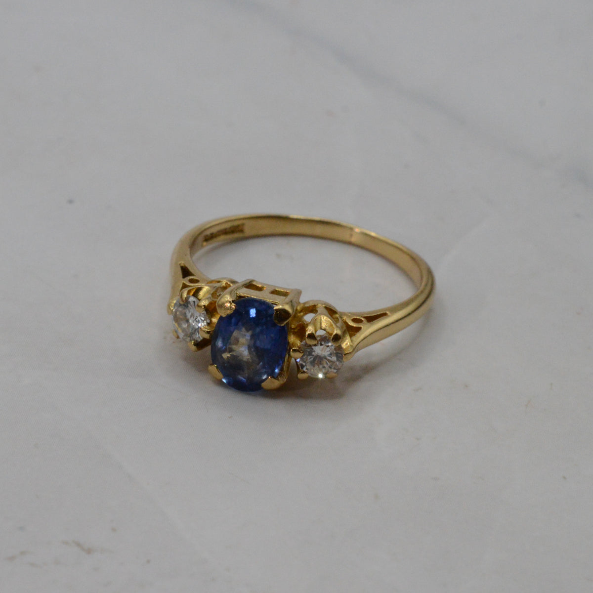 1980s 18ct Gold Sapphire & Diamond Trilogy Ring