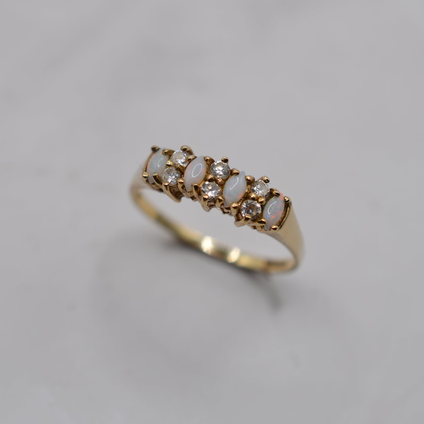 9ct Gold Opal & Cubic Zirconia Half-Eternity Ring