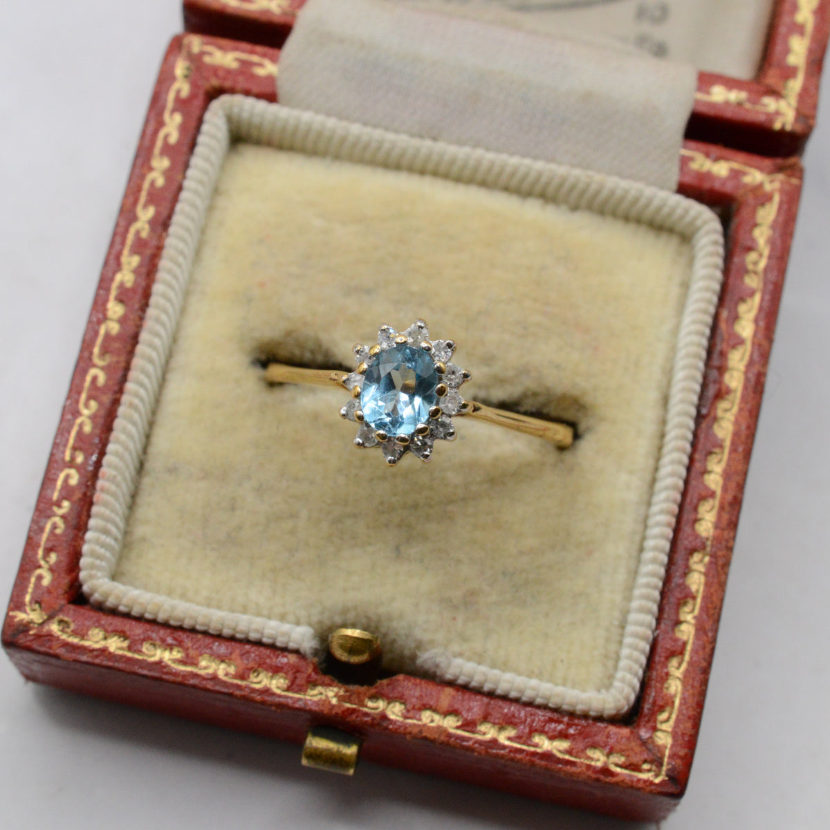9ct Gold Topaz & Diamond Cluster Ring