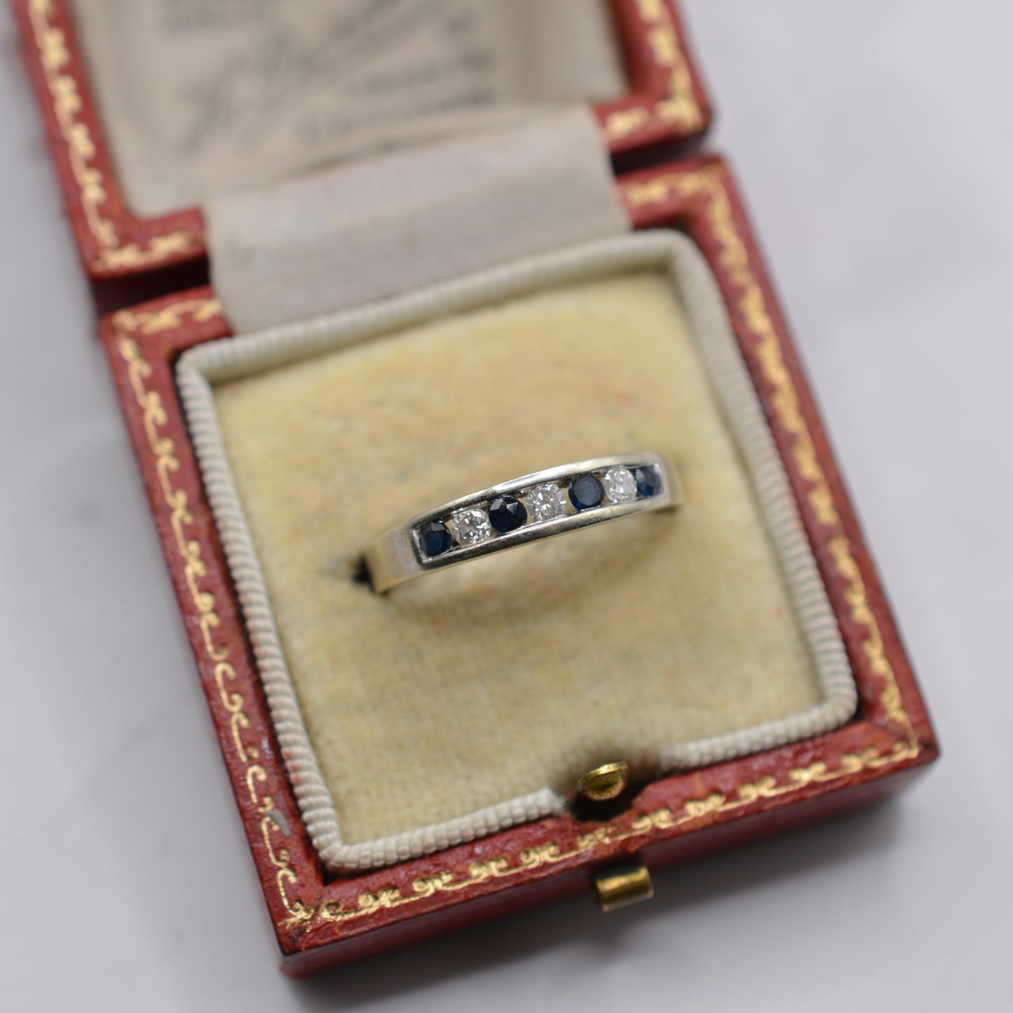 9ct White Gold Sapphire & Diamond Half-Eternity Ring