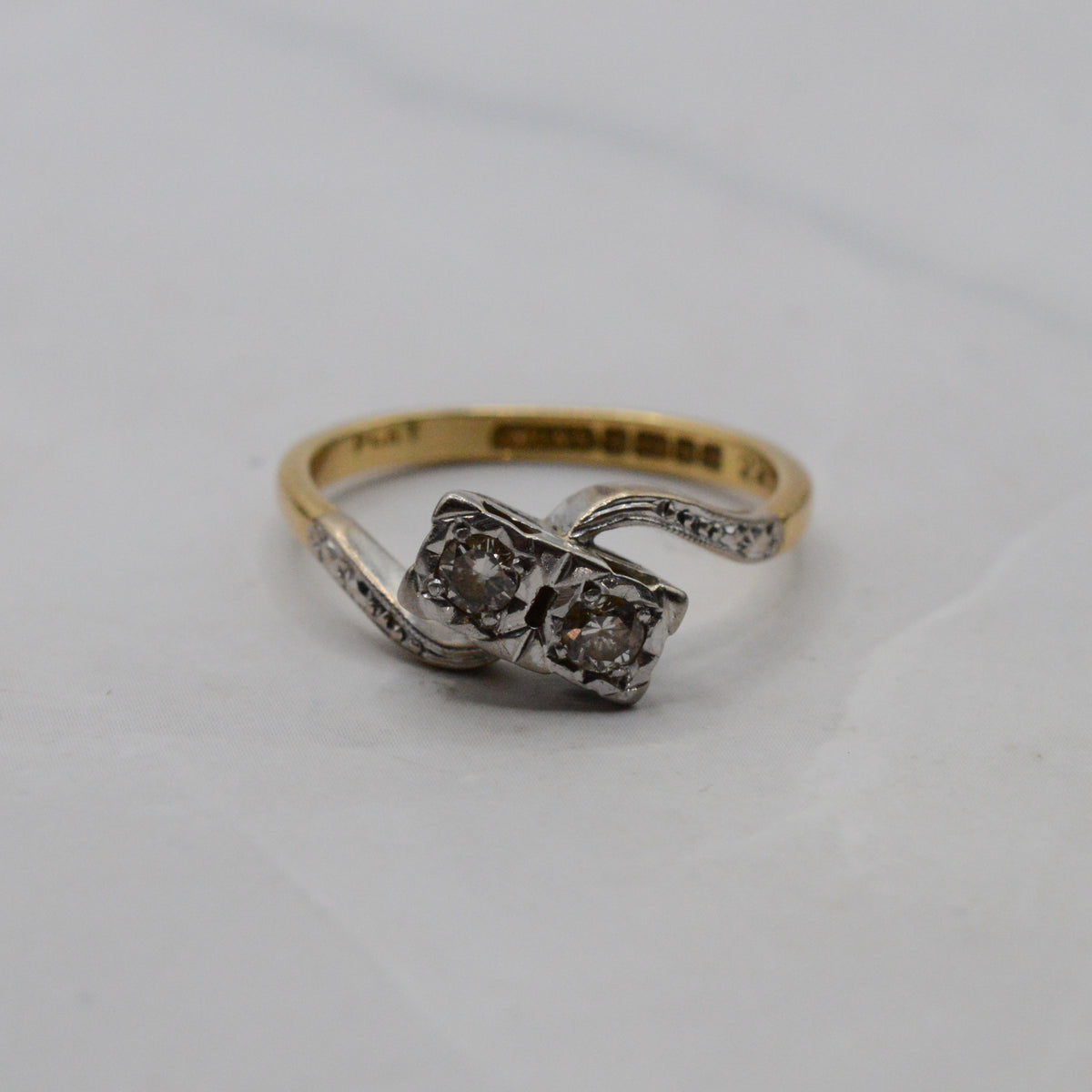 1961 Mid-Century 18ct Gold & Platinum Diamond Toi-et-Moi Ring