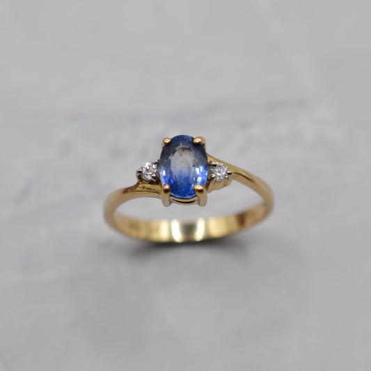 9ct Gold Sapphire & Topaz Trilogy Ring