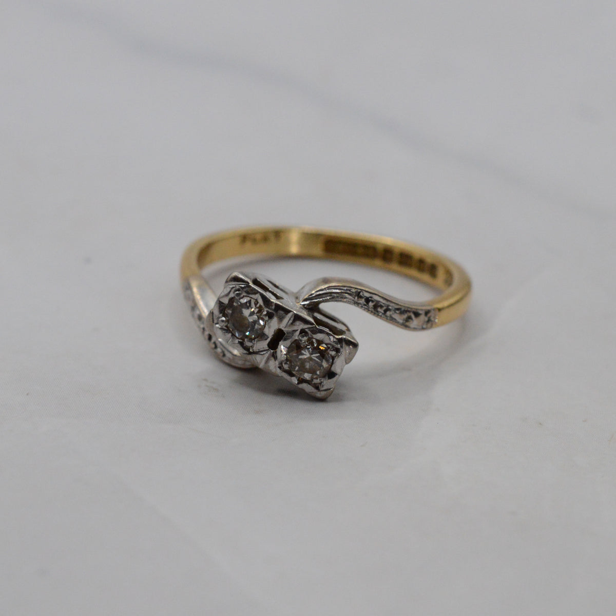 1961 Mid-Century 18ct Gold & Platinum Diamond Toi-et-Moi Ring