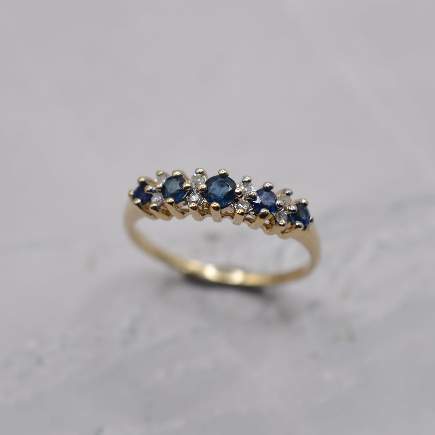 9ct Gold Sapphire & Diamond Half-Eternity Ring