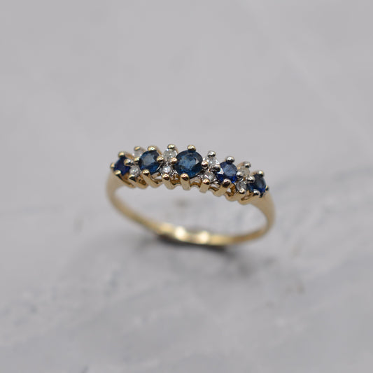 9ct Gold Sapphire & Diamond Half-Eternity Ring