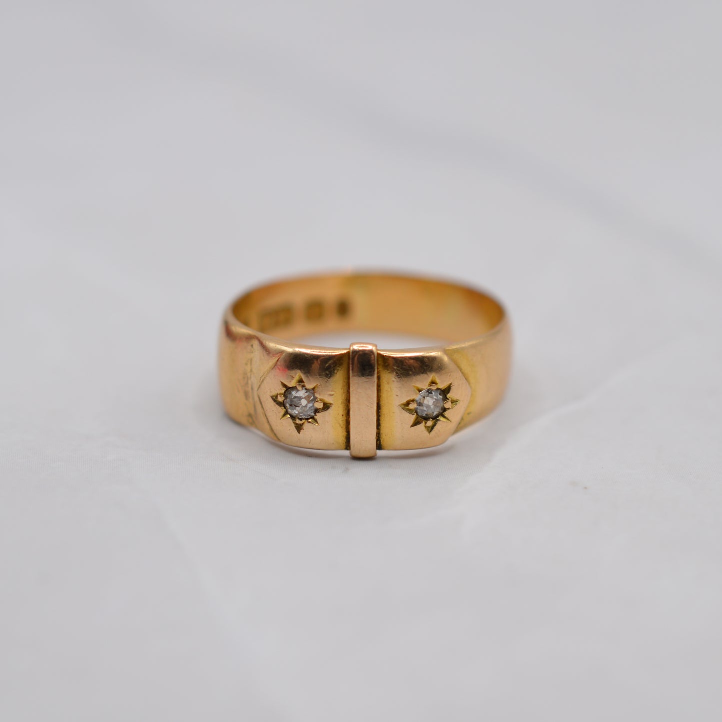 Chunky 1898 Victorian 18ct Gold Diamond Buckle Ring