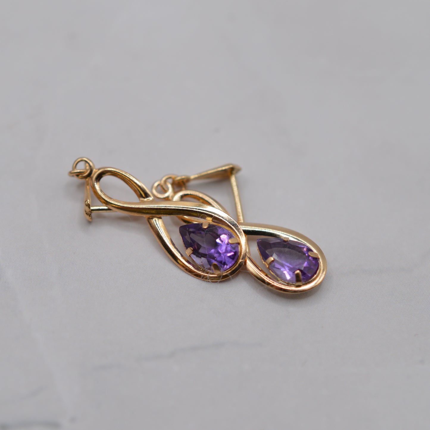 9ct Gold Amethyst Drop Earrings