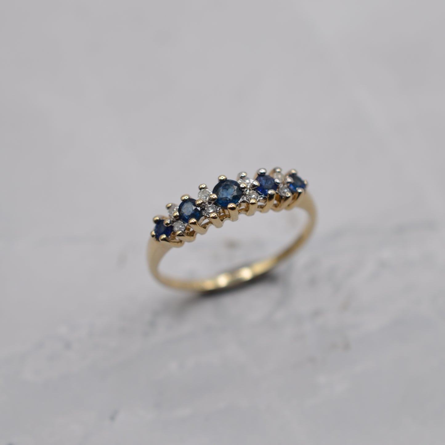 9ct Gold Sapphire & Diamond Half-Eternity Ring