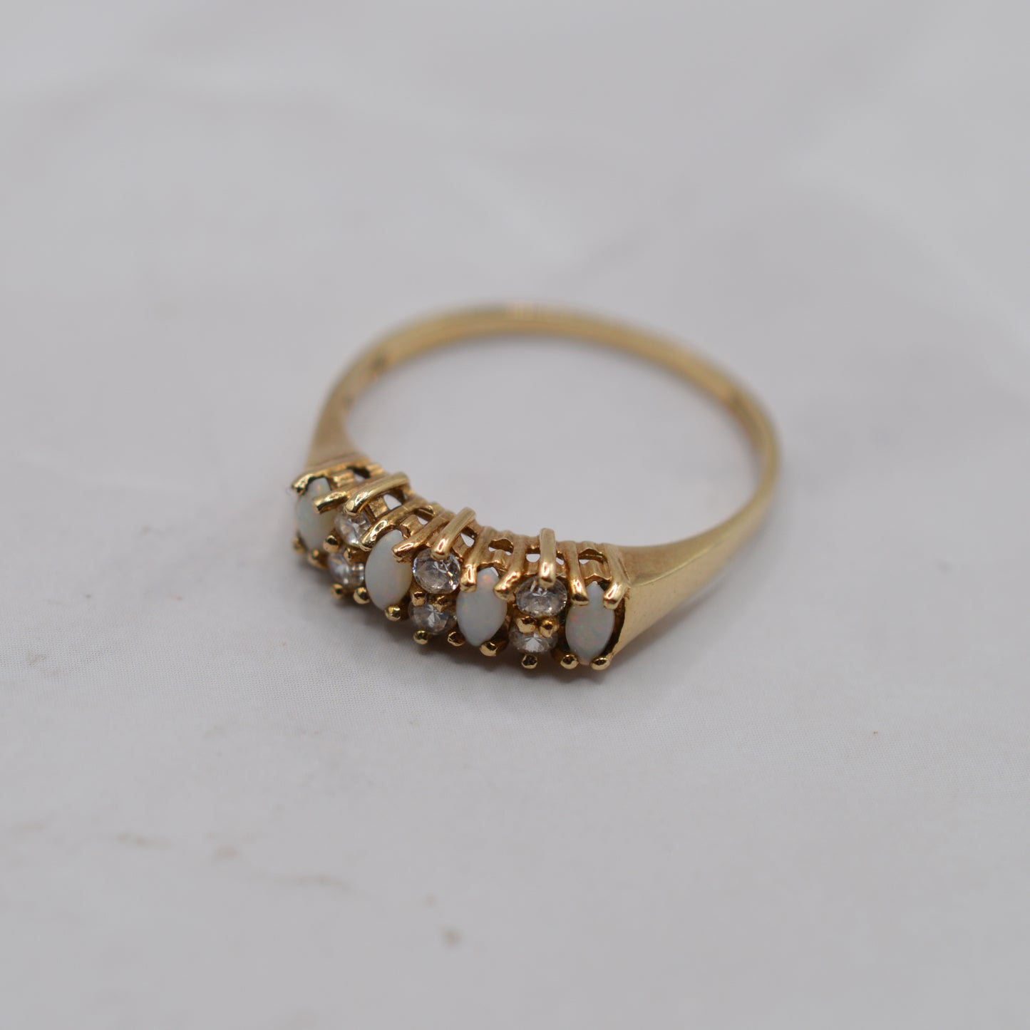 9ct Gold Opal & Cubic Zirconia Half-Eternity Ring