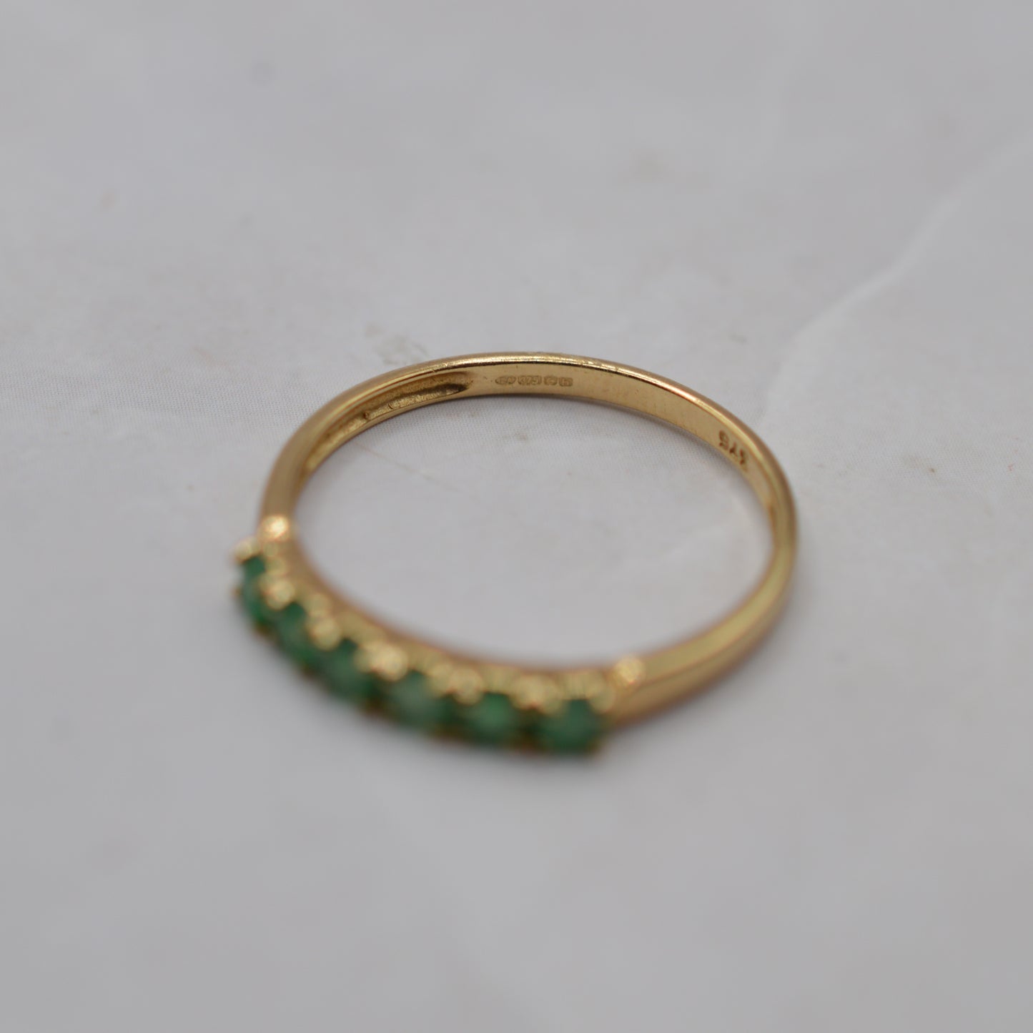 Y2K 9ct Gold Emerald Half-Eternity Ring