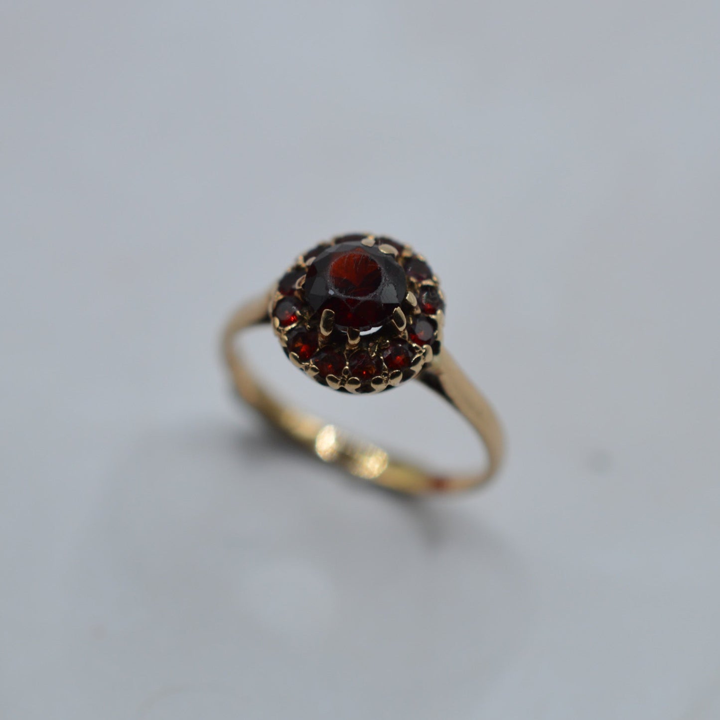 1960s Vintage 9ct Gold Garnet Cluster Ring
