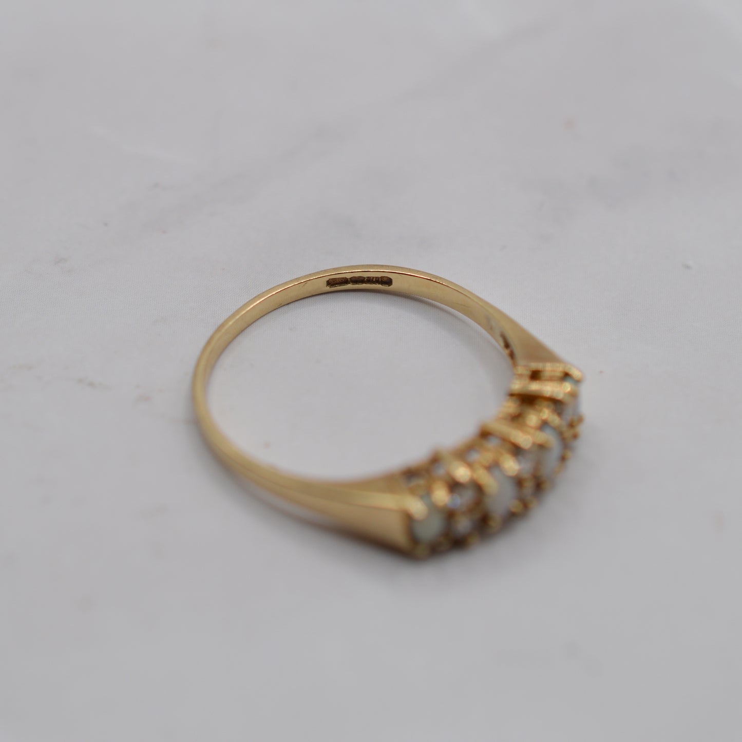 9ct Gold Opal & Cubic Zirconia Half-Eternity Ring