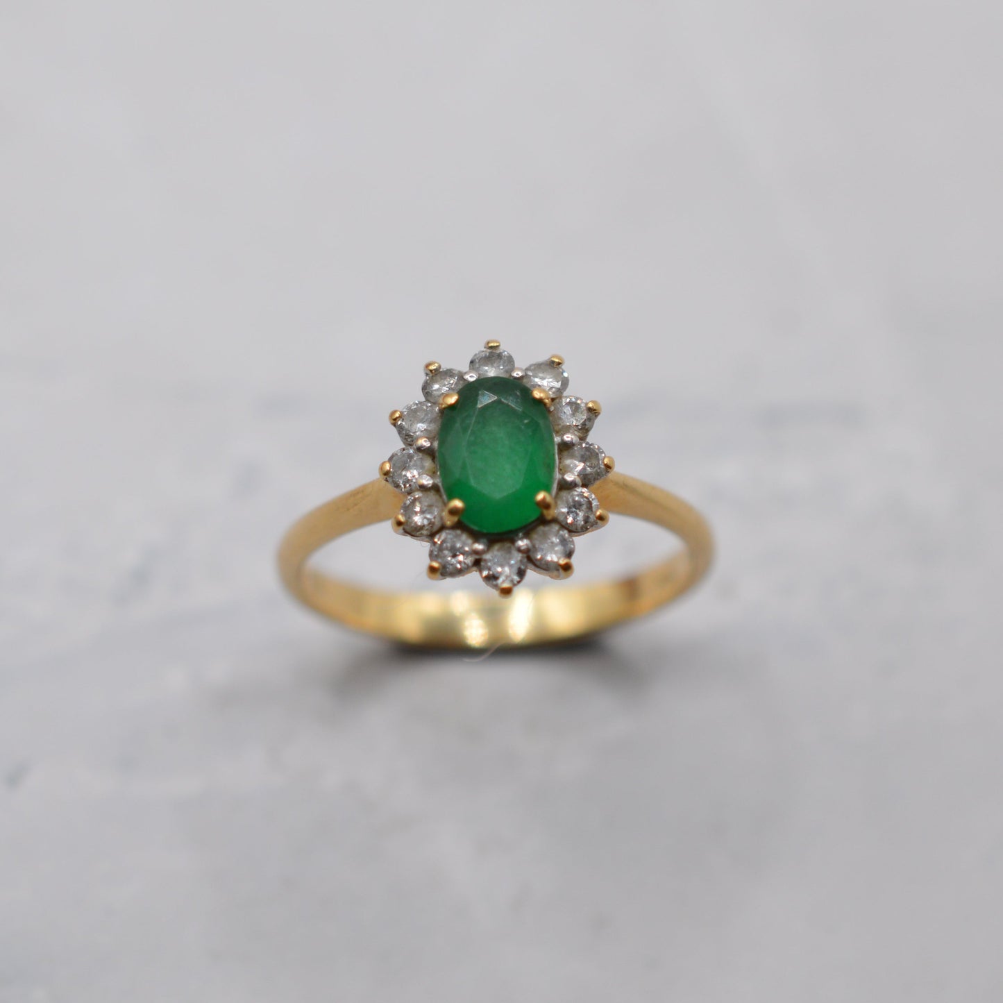 18ct Gold Emerald & Diamond Cluster Ring